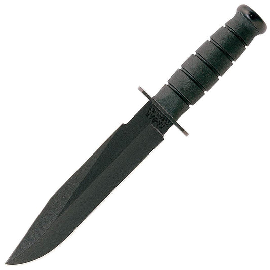 KA-BAR Fighter, 8" Plain Black Blade, Black Kraton G Handle, Sheath - 1269