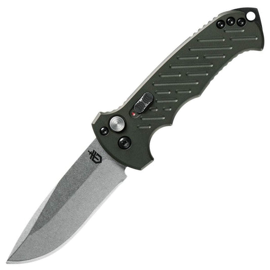 Gerber 06 Auto 10th Anniversary, 3.8" Drop Point S30V Blade, OD Green Alinum Handle - 30-001263