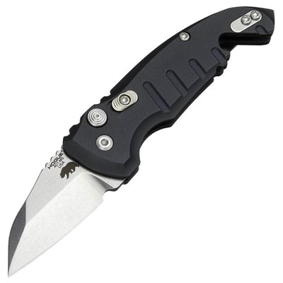 Hogue A01-Microswitch Automatic, 1.95" Wharncliffe Blade, Matte Black Aluminum Handle - 24140
