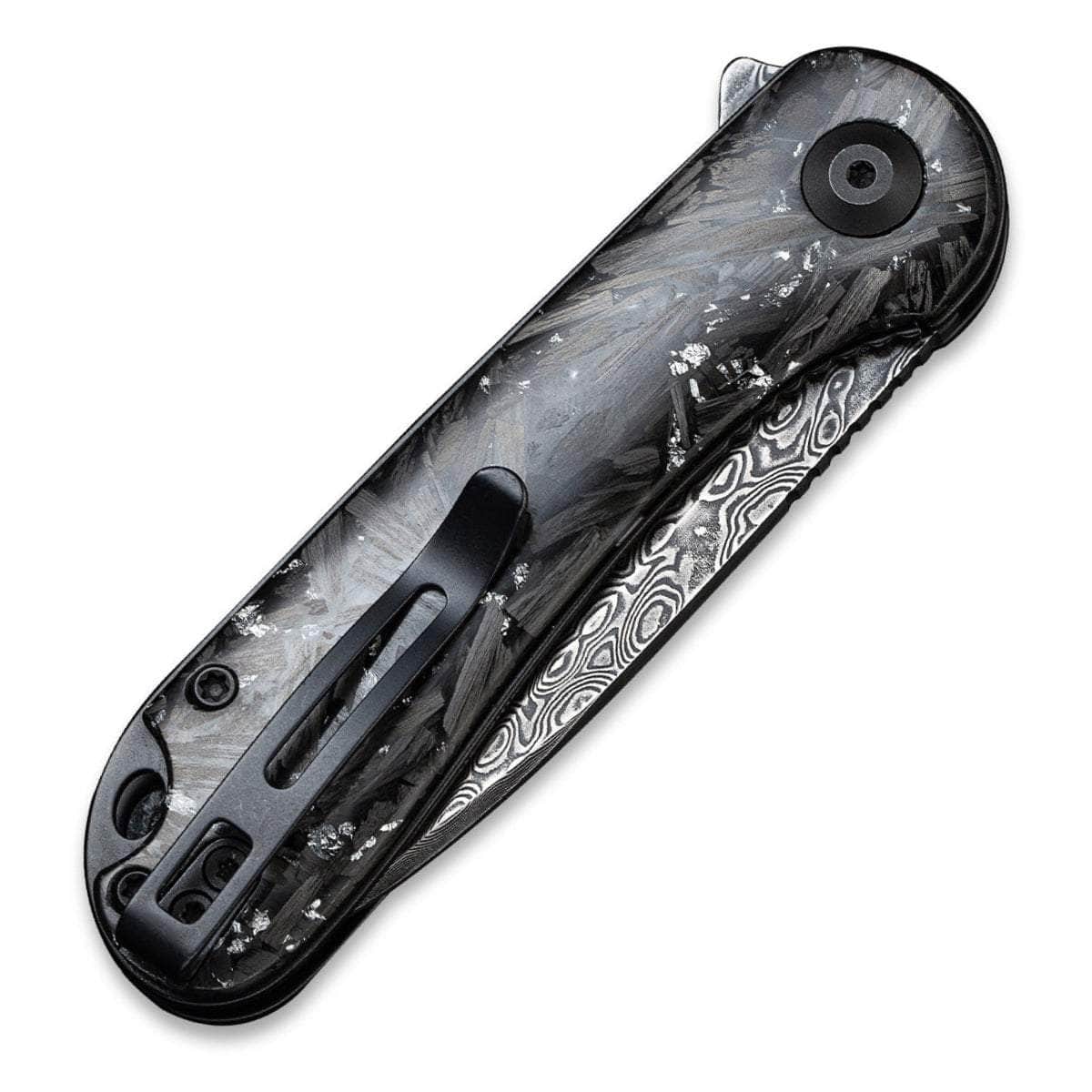 CIVIVI Elementum, 2.96" Damascus Blade, Shredded Carbon Fiber And Silvery Shred Handle - C907C-DS2
