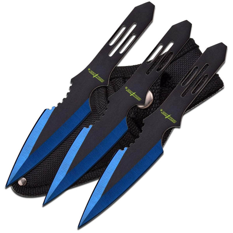 Perfect Point Throwing Knives Set, 3 Blue 5.5" Throwers - PP-595-3BL