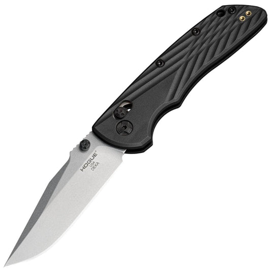 Hogue Deka Folder, 3.25" MagnaCut Satin Blade, Black Polymer Handle - 24379