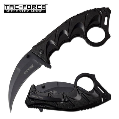 TAC-FORCE Tactical Karambit Assisted Open Knife Black 3CR13 Steel, w Tool