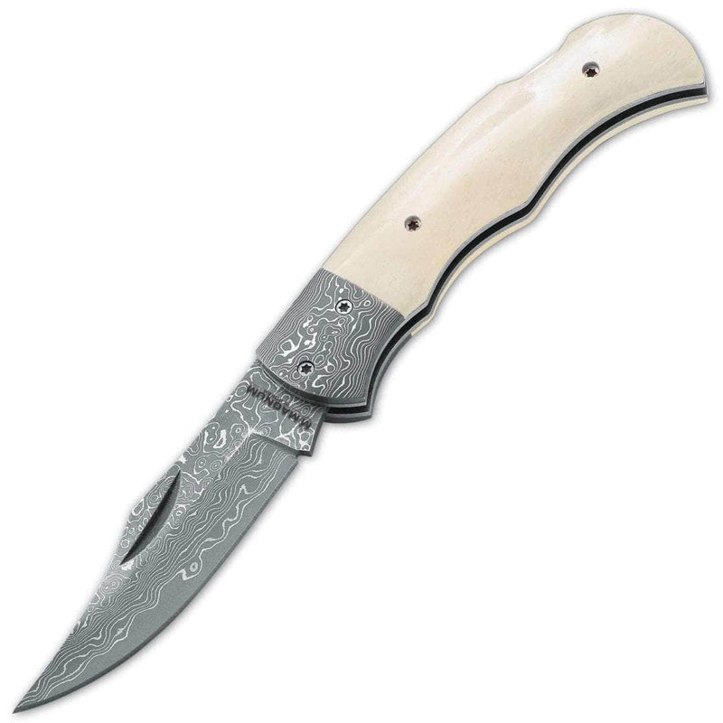 Boker Magnum Damascus Pocket Knife with Bone Handle - 01MB180DAM