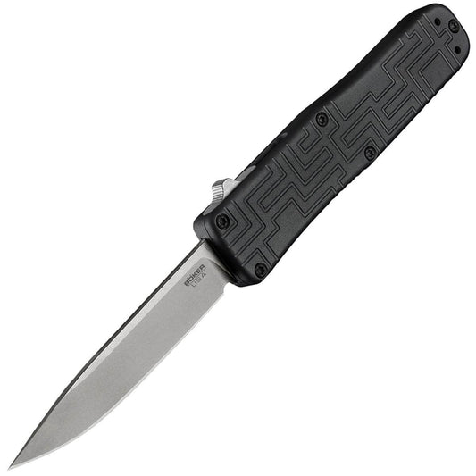 Boker Plus/Hogue OTF Stonewash, 3.4" 154CM Blade, Aluminum Handle - 06EX260