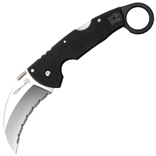 Cold Steel Tiger Claw Karambit, 3" S35VN Serrated Blade, G10 Handle - 22KFS