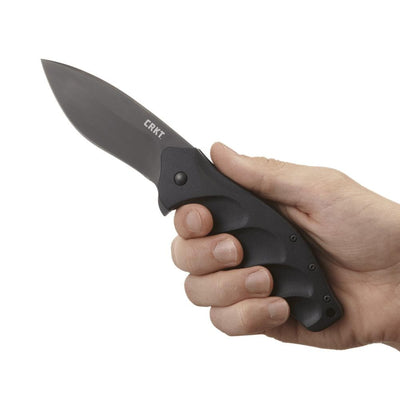 CRKT Foresight, 3.5" Plain Blade, Black Aluminum Handle - K220KKP