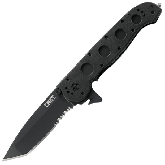 CRKT M16-14ZLEK Rescue Knife, 3.75" Combo Tanto Blade, Black GRN Handle