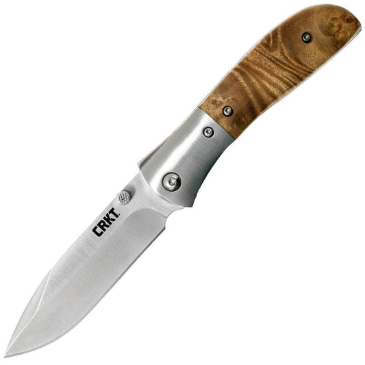 CRKT M4-02W Carson, 3.25" Assisted Blade, Burl Wood Handle w/ Steel Bolster