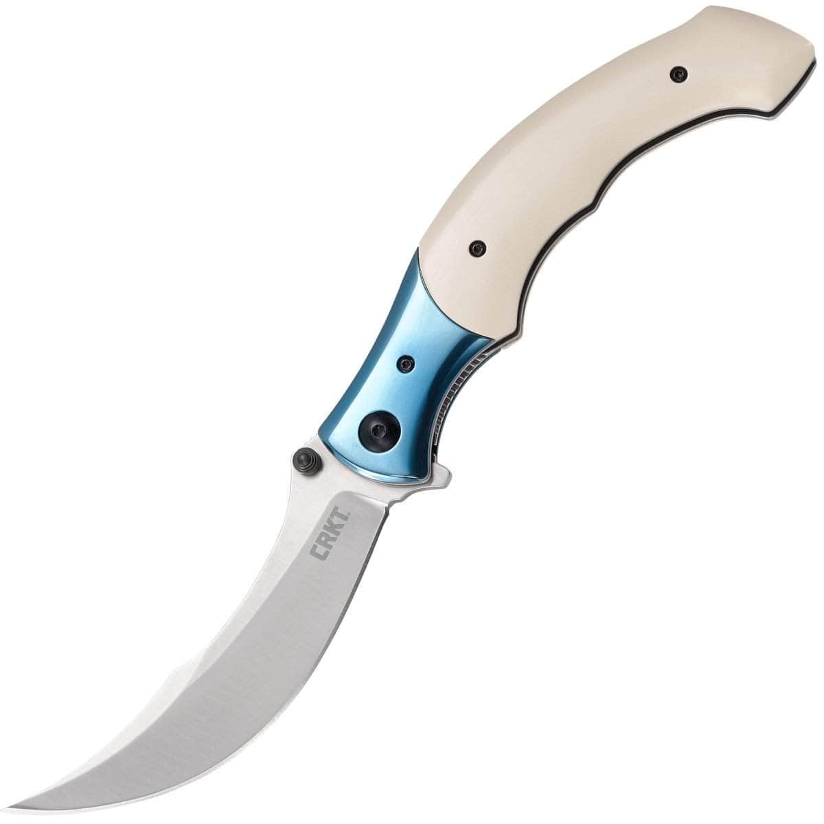 CRKT Ritual 7471 assisted folding knife open with 4.37-inch Sandvik 12C27 upswept blade