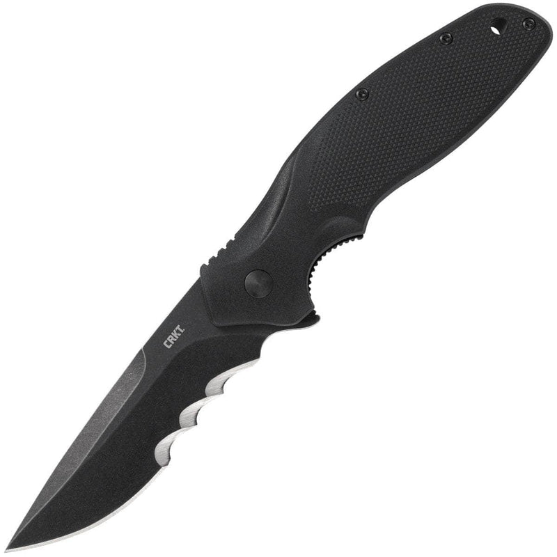 CRKT Shenanigan Black, 3.35" Veff Serrated Blade, Black GRN Handle- K800KKP