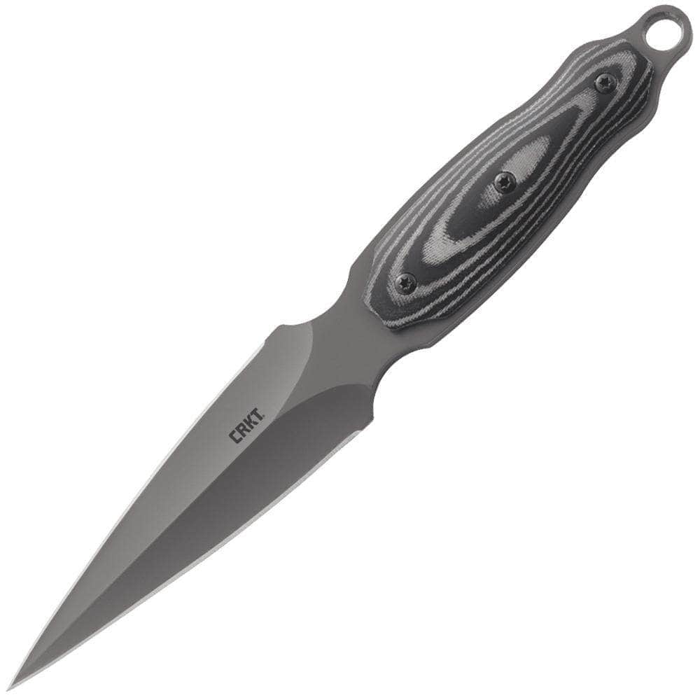 CRKT Shrill, 4.7" Dual Plain Blade, Micarta Handle, Leather Sheath - 2075