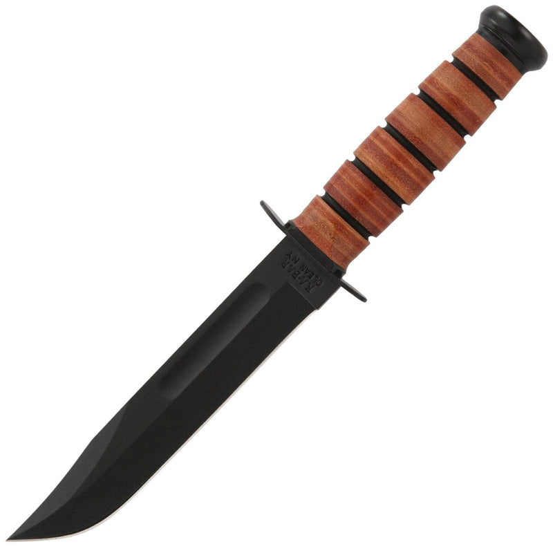KA-BAR US Army Fighting Knife, 7" Plain Blade, Leather Handle, Leather Sheath - 1220