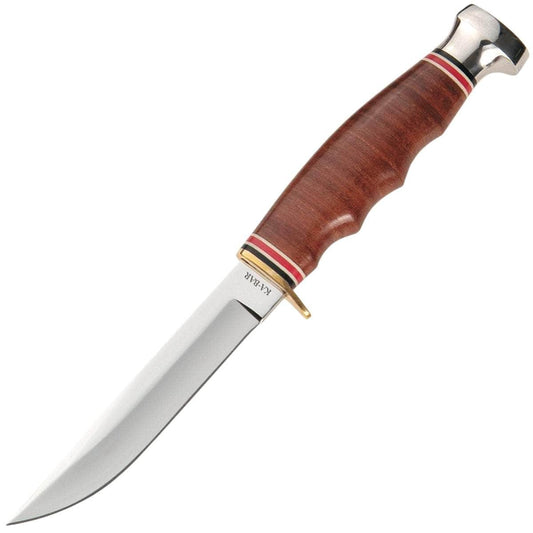 KA-BAR Hunter, 4" Blade Stacked Leather Handle, Leather Sheath - 1232