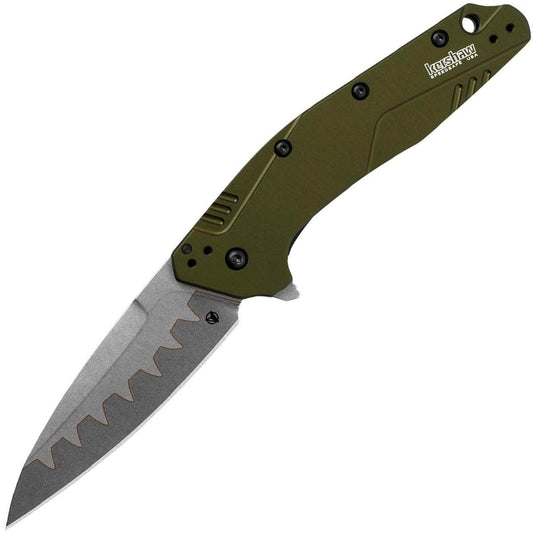 Kershaw Dividend Composite, 3" D2/N690 Blade, Green Aluminum Handle - 1812OLCB