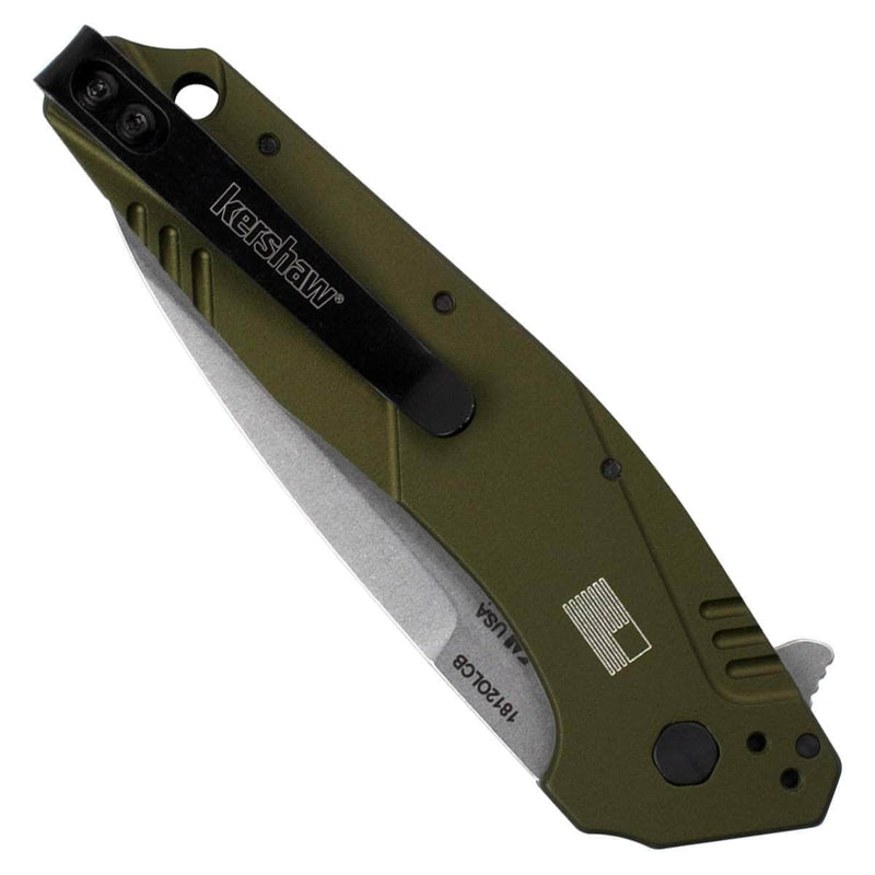 Kershaw Dividend Composite, 3" D2/N690 Blade, Green Aluminum Handle - 1812OLCB