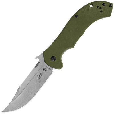 Kershaw Emerson CQC-10K, 3.5" Stonewash Blade, OD Green G10 Handle - 6030
