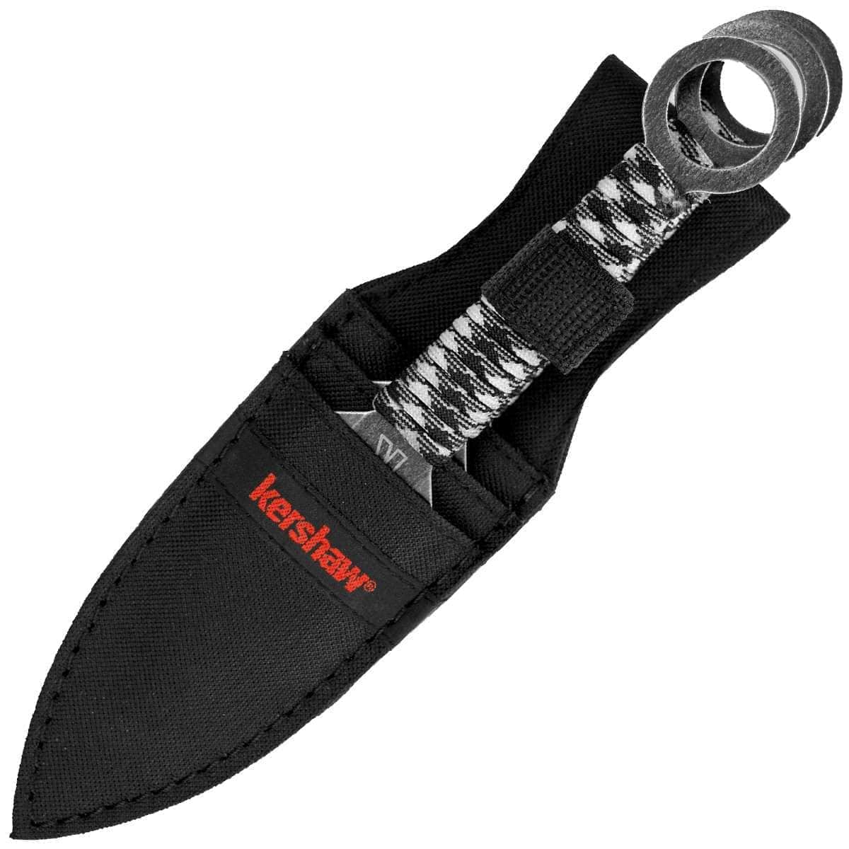 Kershaw Ion 3-Knife Set, 4.5" Blades, Black/White Paracord Handle - 1747BW