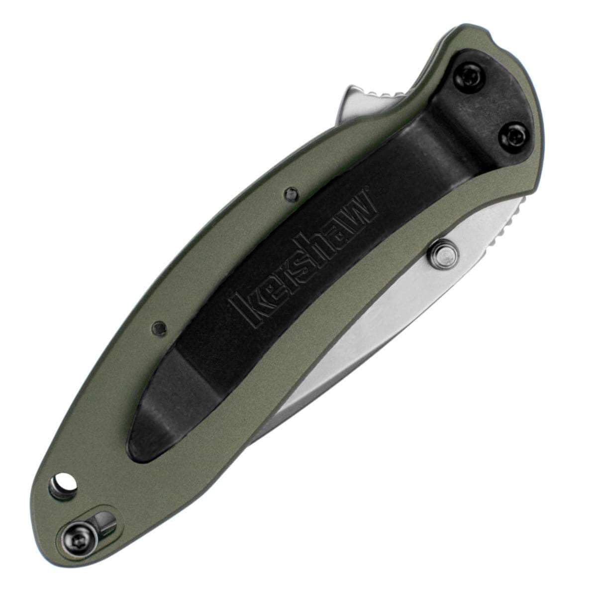 Kershaw Scallion, 2.4" Assisted Blade, Olive Aluminum Handle - 1620OL