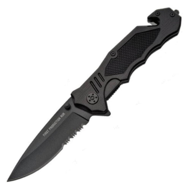 Master Cutlery PK-383 Tactical Rescue Knife, 3.5" Assisted Blade, Glass Breaker and Seatbelt Cutter