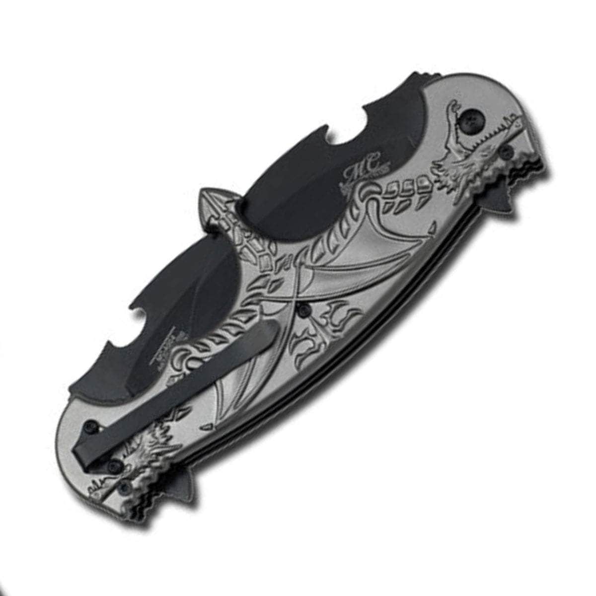 MC Masters Collection Spring Assisted Knife, 2 1.75" Blades, Aluminum Handle - MC-A004BL