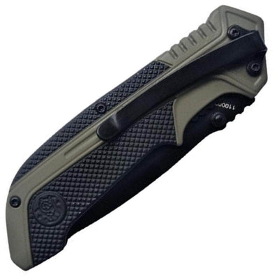 Smith & Wesson S.A., 3.25" Assisted Combo Blade, Green Aluminum Handle - 1100036