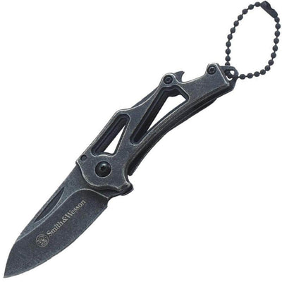 Smith & Wesson Keychain Folding Knife, 2.25" Blade, Steel Handle - 1100064