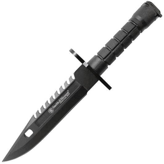 Smith & Wesson Spec Ops M-9 Bayonet Knife, 7.8" Blade, Black Rubber Handle, Sheath - SW3B