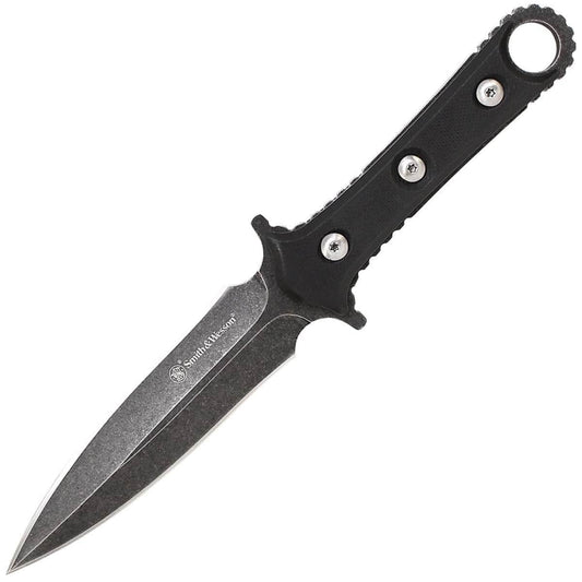 Smith & Wesson SWF606 Boot Knife, 4.4" Blade, TPE Handle, Leather Sheath