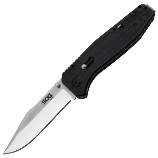 SOG Flare, 3.5" Assisted Satin Blade, Black GRN Handle - FLA1001-CP