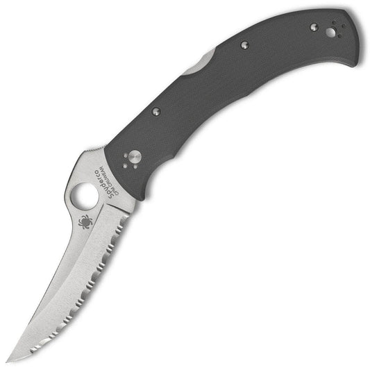 Spyderco Massad Ayoob Sprint Run, 3.69" Cru-Wear Serrated Blade, Gray G10 Handle - C60GSGY