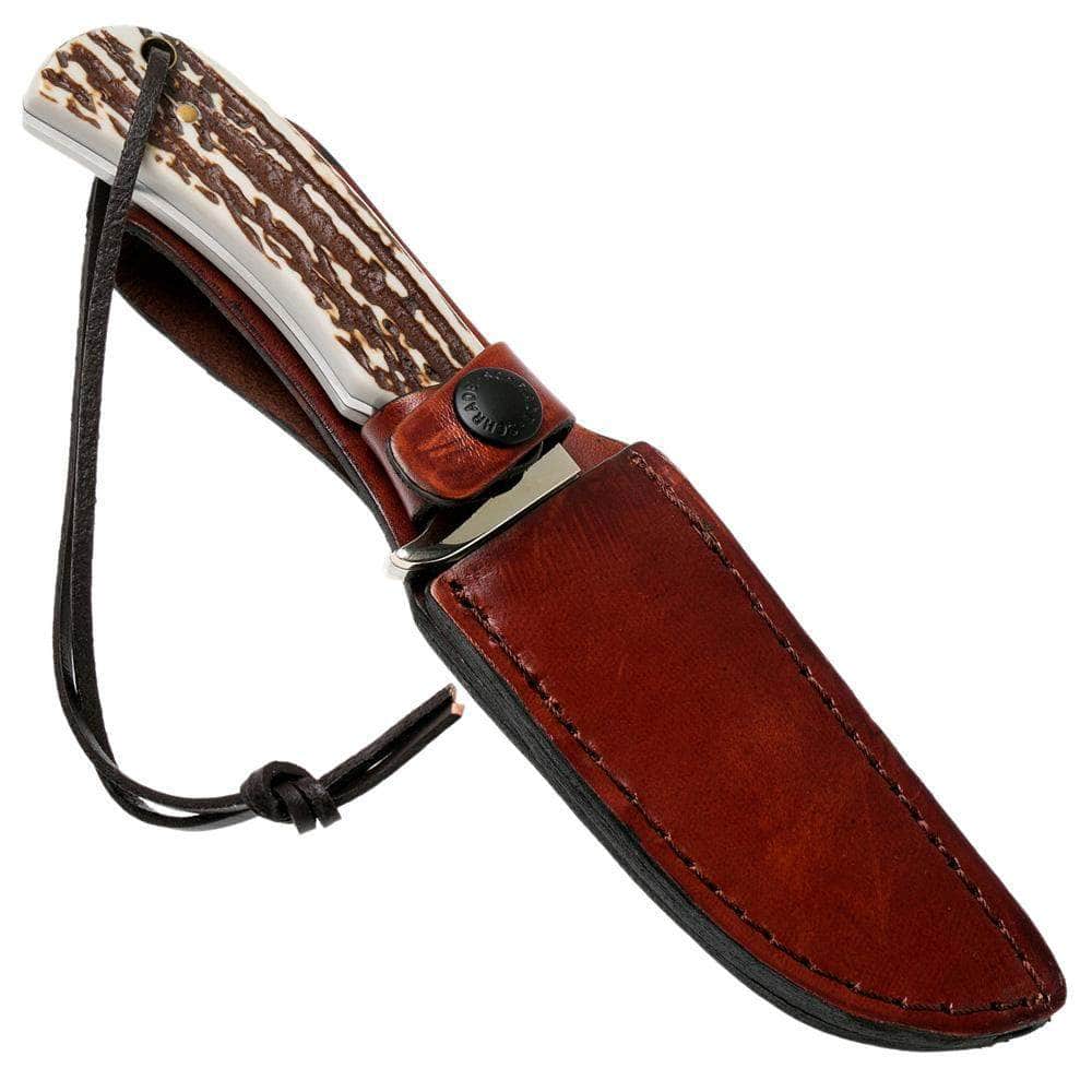 Schrade Uncle Henry Hunter, 4.25" Blade, Staglon Handle, Sheath - 1100034